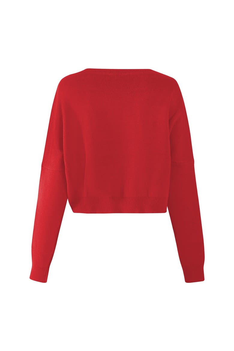Women's Hype and Vice Red Georgia Bulldogs Oversized Cropped Ivy Knit Pullover Sweater, Alternate, color, Red