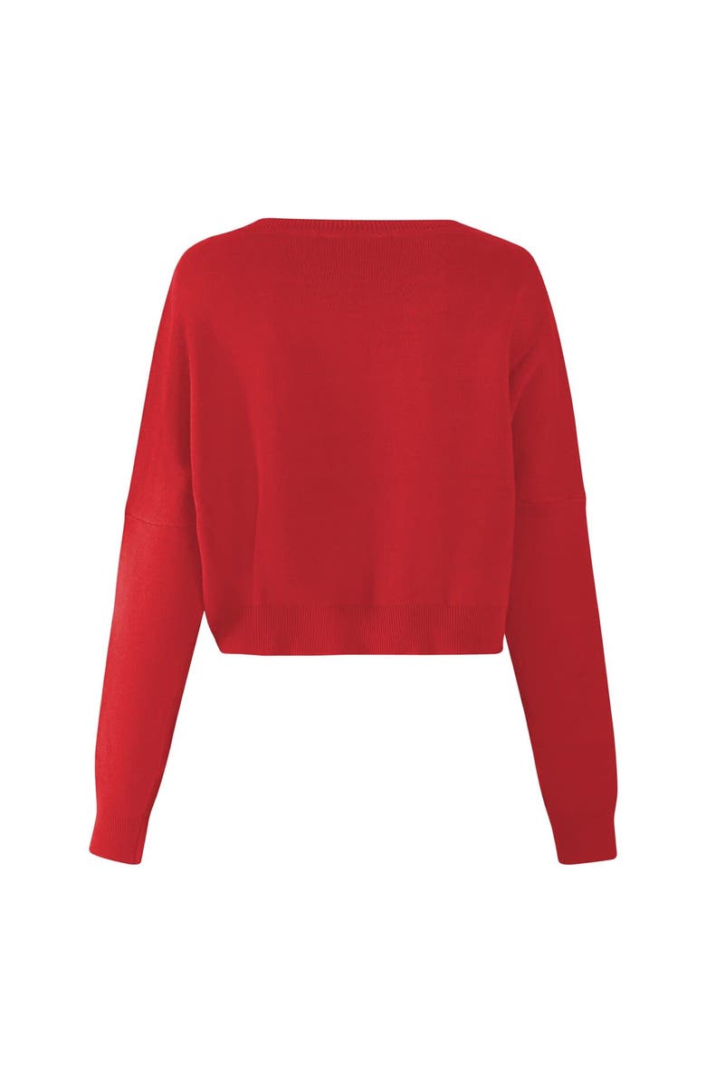 Hype and Vice Women's Hype and Vice Red Georgia Bulldogs Oversized Cropped Ivy Knit Pullover Sweater, Alternate, color, Red