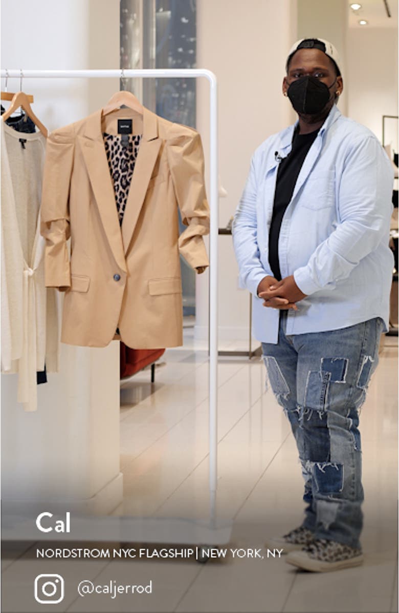 Scrunch Sleeve Longline Stretch Cotton Blazer, sales video thumbnail