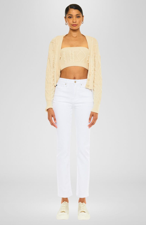 Kancan Piper Essentials High Rise Slim Straight Leg Jeans In White