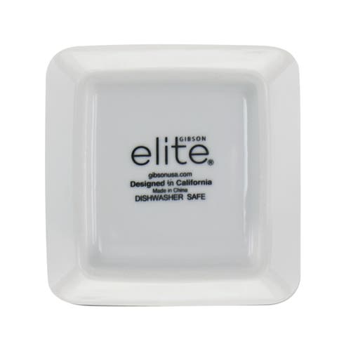 Gibson Elite Gracious Dining 4 Piece Fine Ceramic Tidbit Dish Set With Acacia Wood Base In White