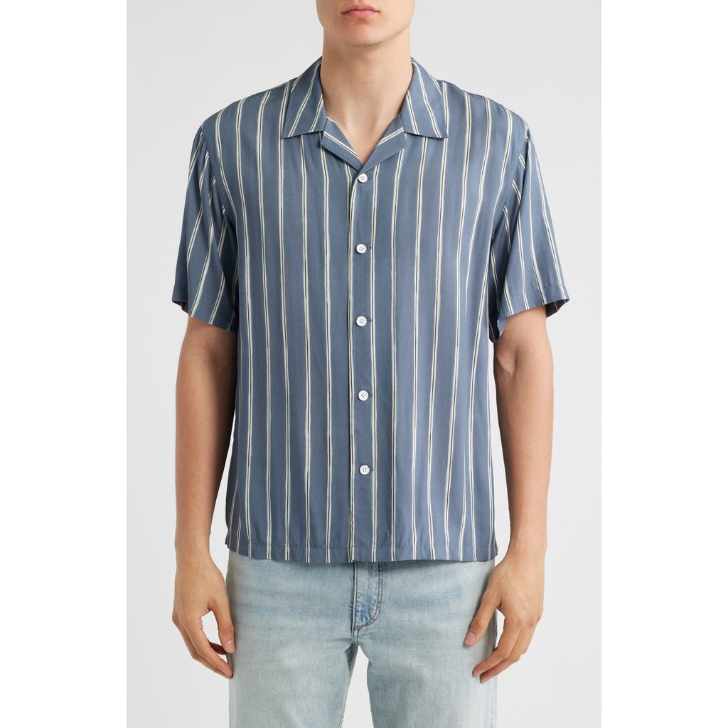 Rag & Bone Avery Viscose Camp Shirt In Blue