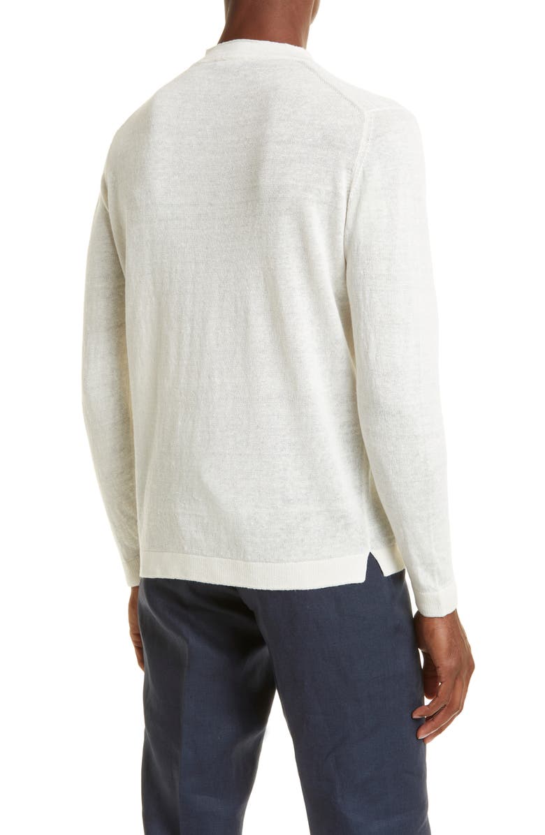 Thom Sweeney Linen Henley, Alternate, color, White