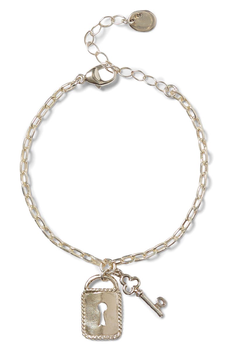 Chan Luu Lock & Key Charm Bracelet, Main, color, Silver