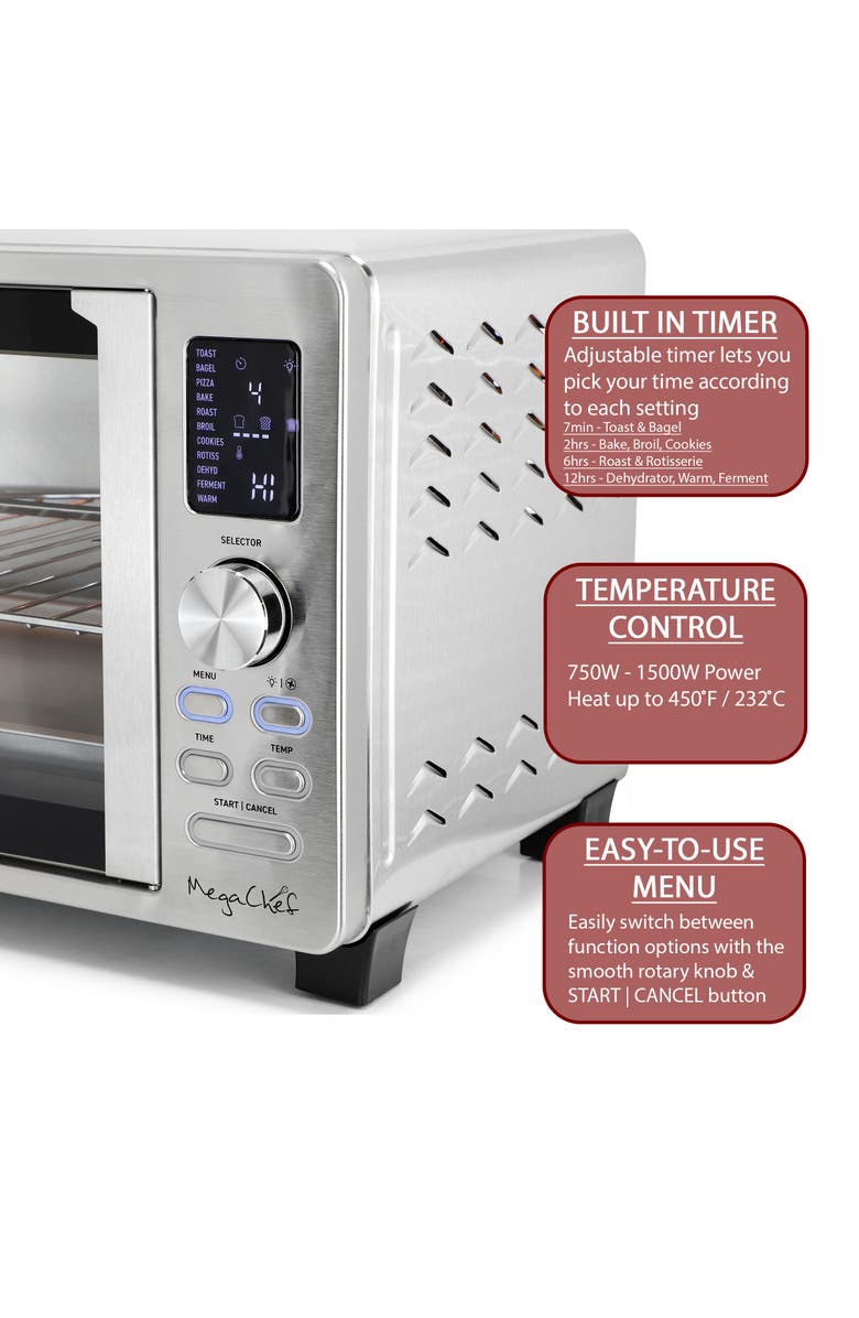 Megachef Digital Electric French Door Multi-Function Counter Top Oven with Rotisserie Set, Alternate, color, Grey