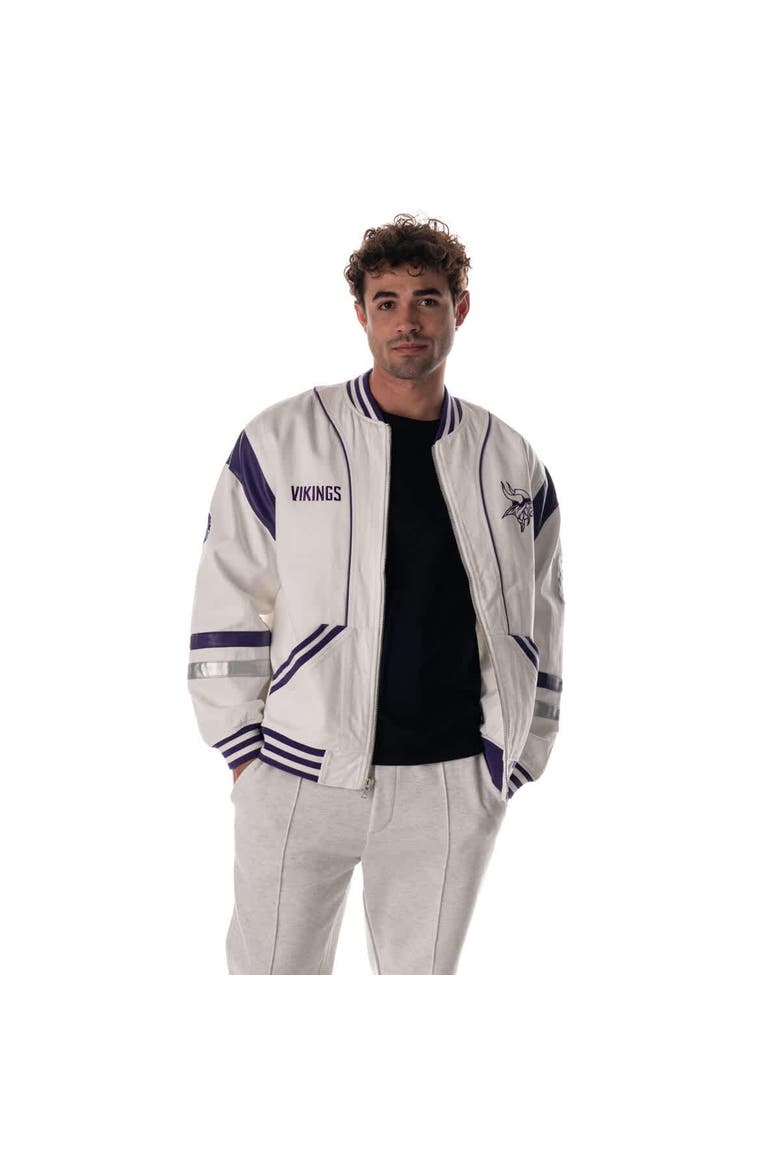 Unisex The Wild Collective  White Minnesota Vikings Oversized Retro Full-Zip Jacket, Main, color, White