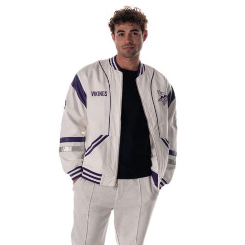 Unisex The Wild Collective  White Minnesota Vikings Oversized Retro Full-Zip Jacket