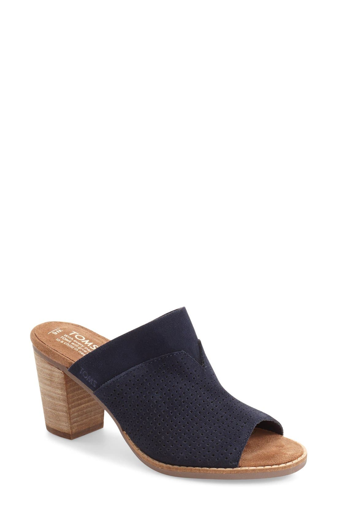 'Majorca' Peforated Mule, Main, color, NAVY SUEDE
