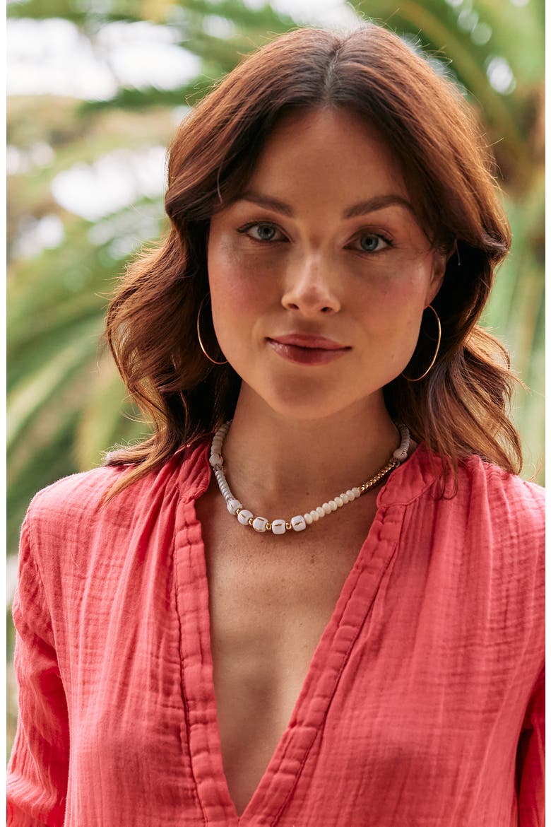 Paloma Beaded Necklace, Alternate, color, GOLD/ WHITE