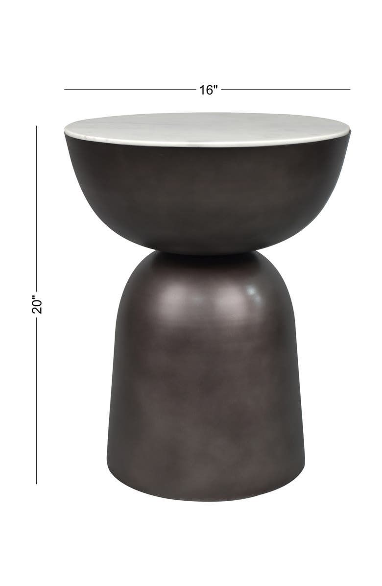 JONATHAN Y Atarah Modern Round Marble Top Accent Table, Iron Hourglass Base, Unique Veined End Side Table for Living Room, Alternate, color, Black/White