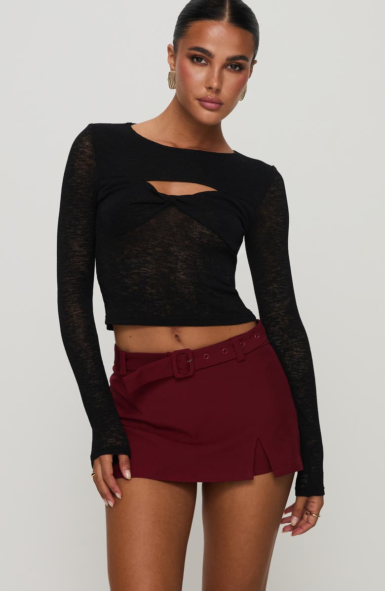 Princess Polly Volley Belted Wrap Front Miniskort, Alternate, color, Cherry Red