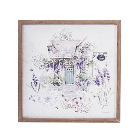 Lavender Villa Cottage Graphic Print Wall Art Décor 15.75"