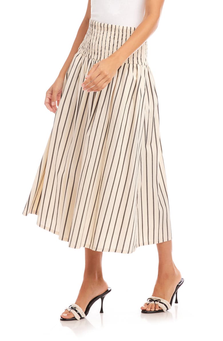 FIFTEEN TWENTY Rhea Stripe Smock Waist Cotton Midi Skirt, Alternate, color, 
