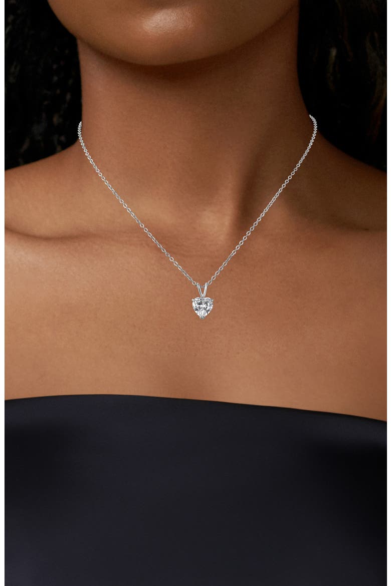 Cubic Zirconia Heart Pendant Necklace, Alternate, color, CLEAR SILVER