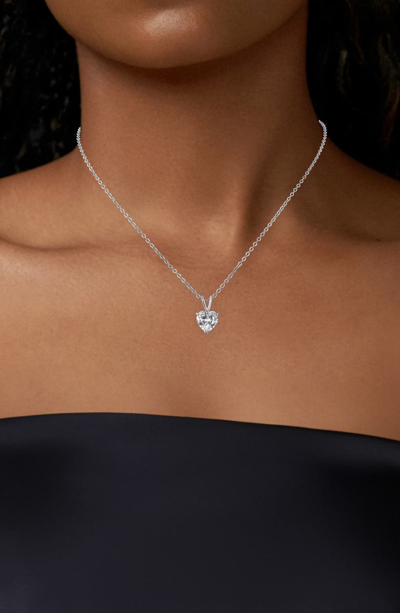 CZ by Kenneth Jay Lane Cubic Zirconia Heart Pendant Necklace, Alternate, color, 