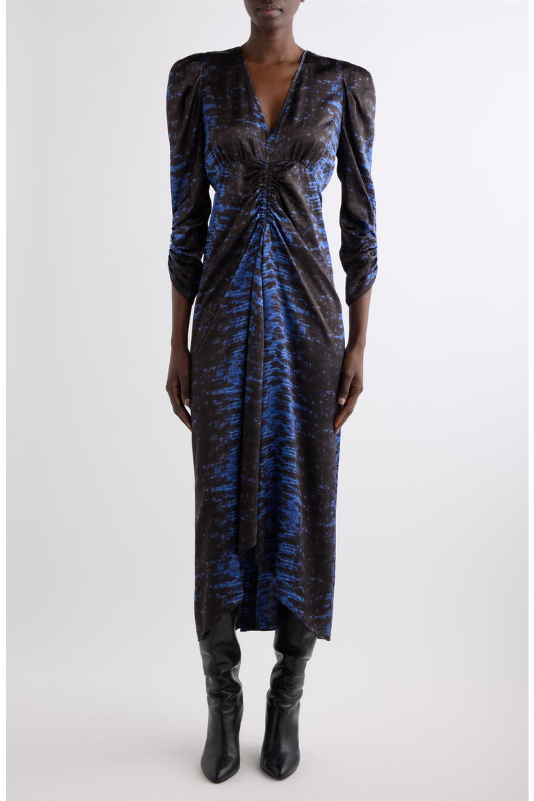 Lemila Silk Midi Dress, Main, color, MIDNIGHT