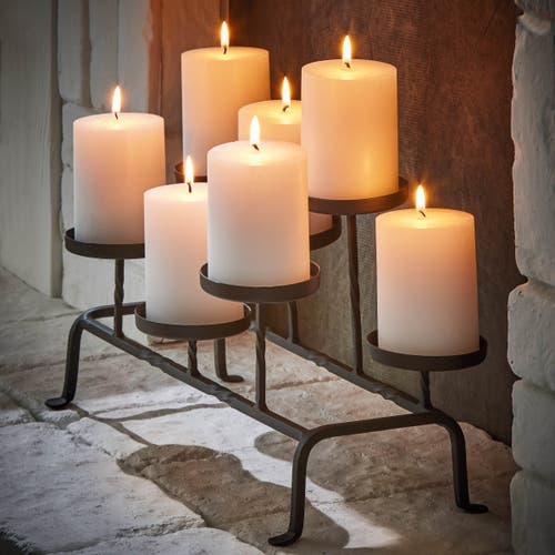 Tag Twist Fireplace Pillar Candle Holder Black Iron Decorative In Black