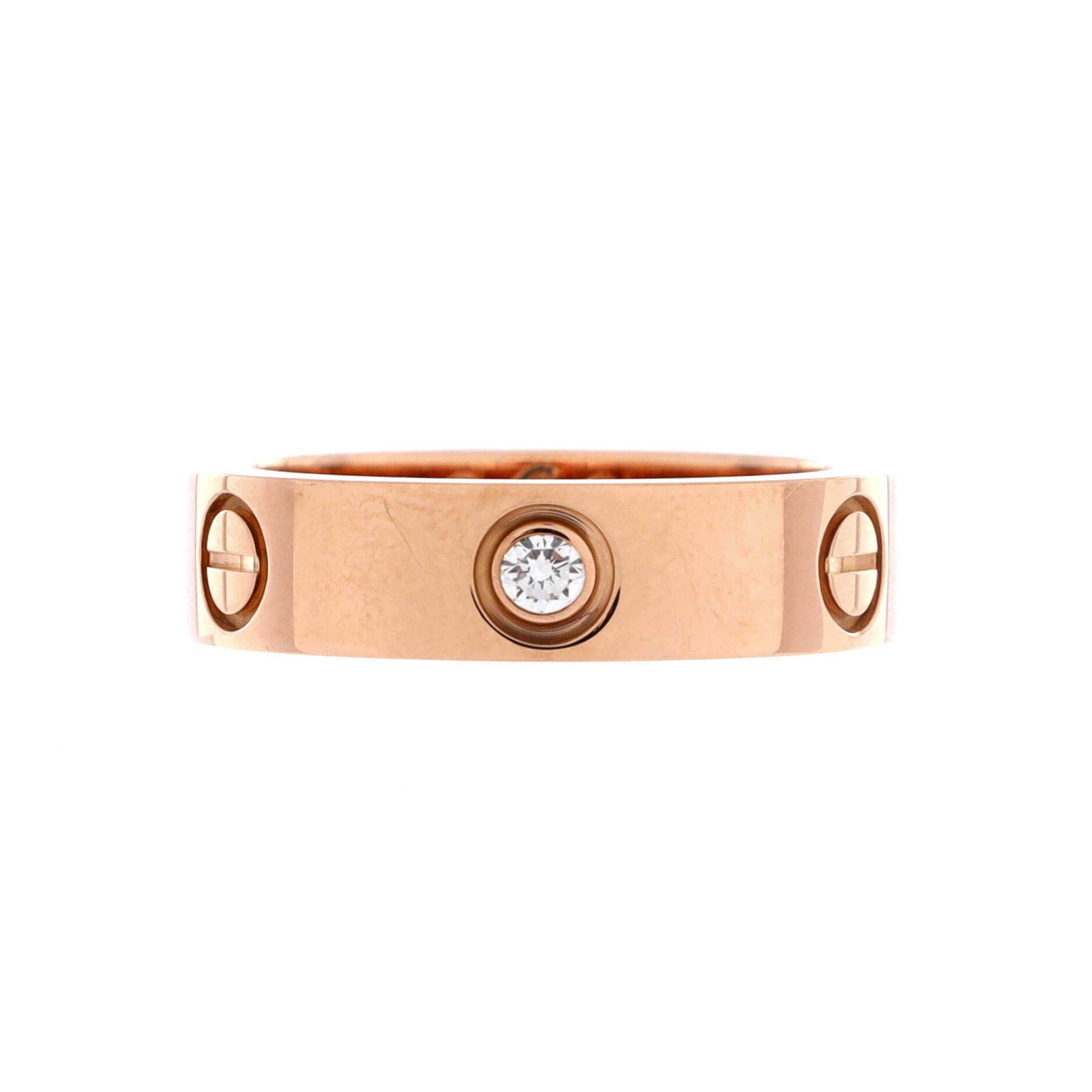 Love 3 Diamonds Band Ring 18K Rose Gold with Diamonds, Main, color, Metallic Gold
