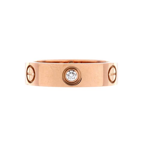 Love 3 Diamonds Band Ring 18K Rose Gold with Diamonds