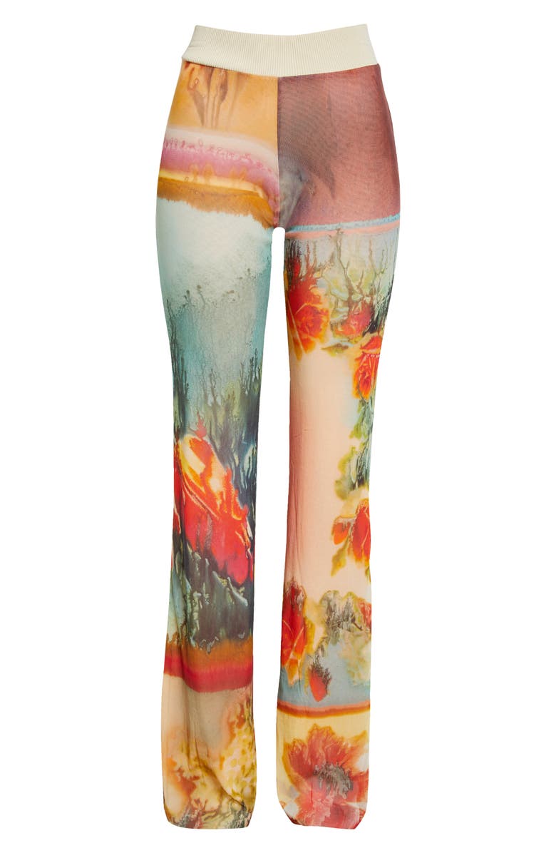 Jean Paul Gaultier Scarf Print Tulle Flare Leg Pants, Alternate, color, 