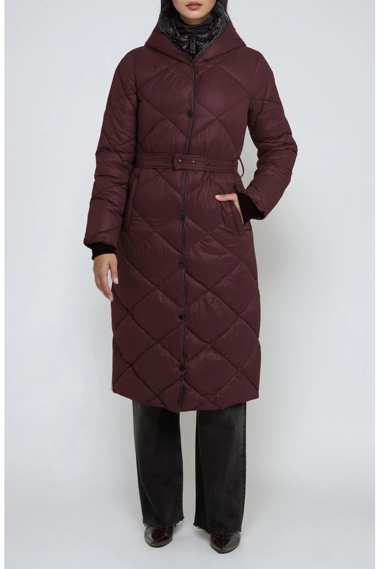 Amiyah Belted Diamond Quilt Longline Jacket, Main, color, PORTO
