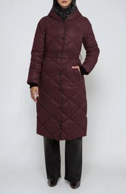 Noize Amiyah Belted Diamond Quilt Longline Jacket