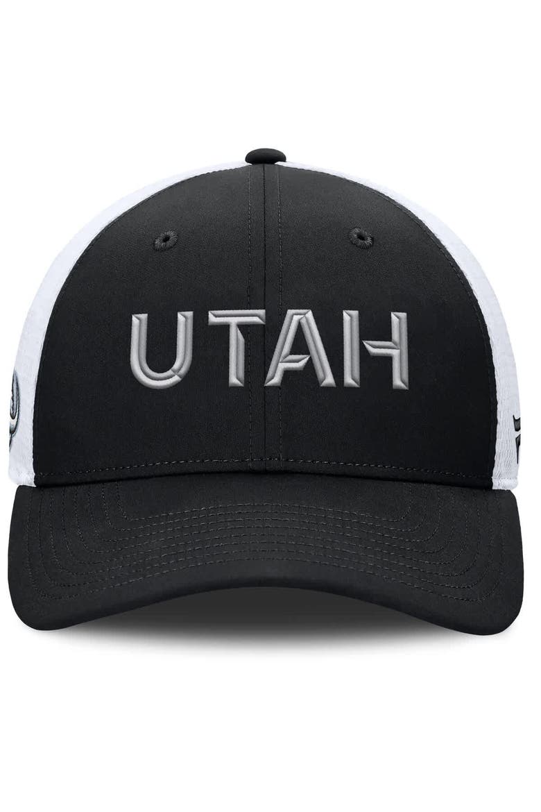 Men's Fanatics Black/White Utah Mammoth Authentic Pro Rink Lockup Adjustable Trucker Hat, Alternate, color, Black