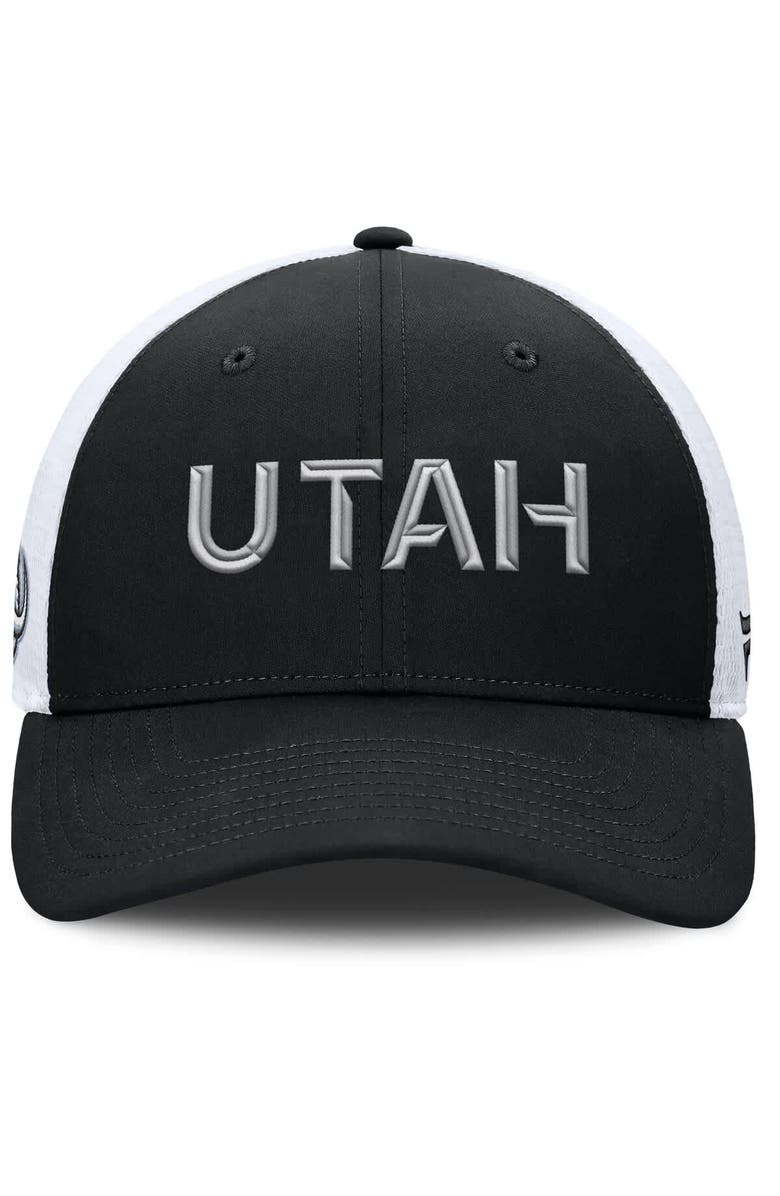 FANATICS Men's Fanatics Black/White Utah Mammoth Authentic Pro Rink Lockup Adjustable Trucker Hat, Alternate, color, Black