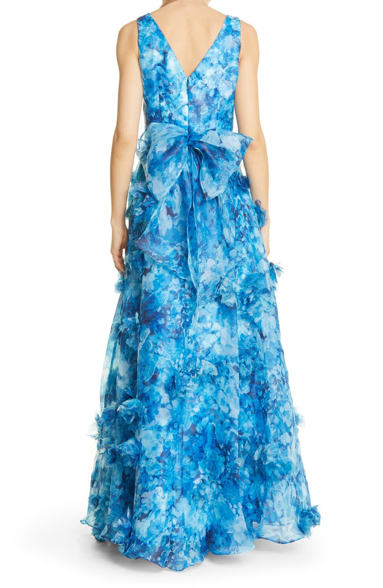 Marchesa Notte Pleated Tiered Organza Gown, Alternate, color,