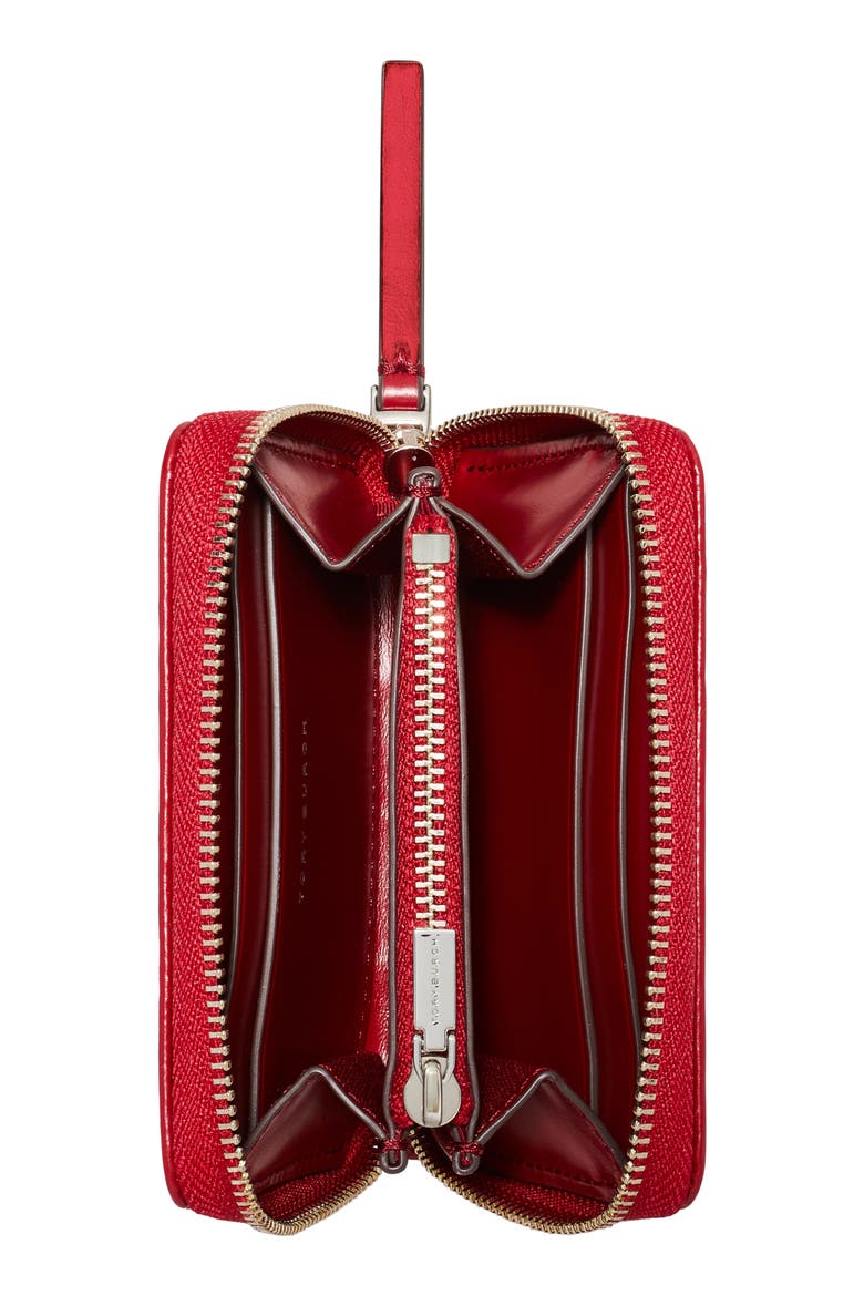Small Kira Diamond Quilted Leather Zip Wallet, Alternate, color, RED