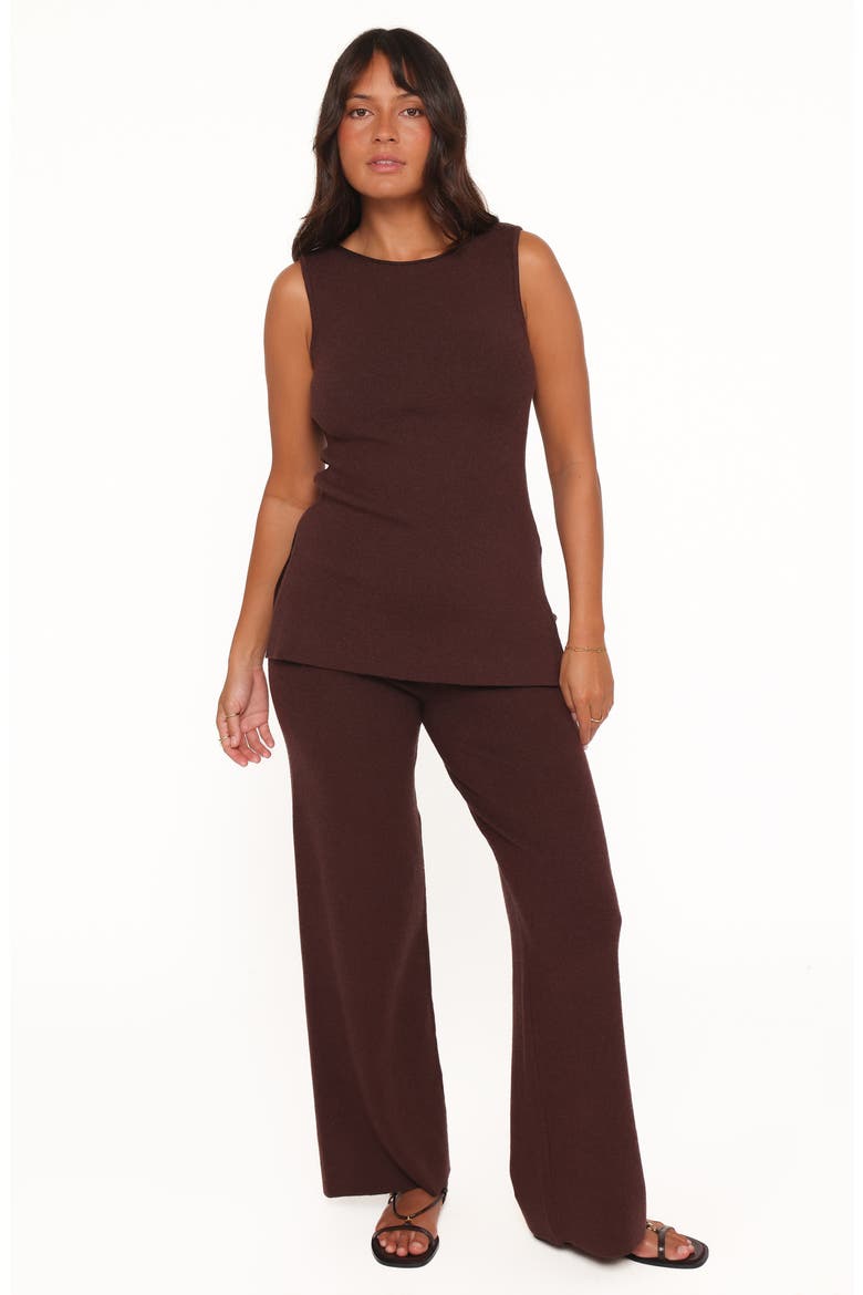 Beth 2-Piece Knitted Pant Set, Alternate, color, CHOCOLATE
