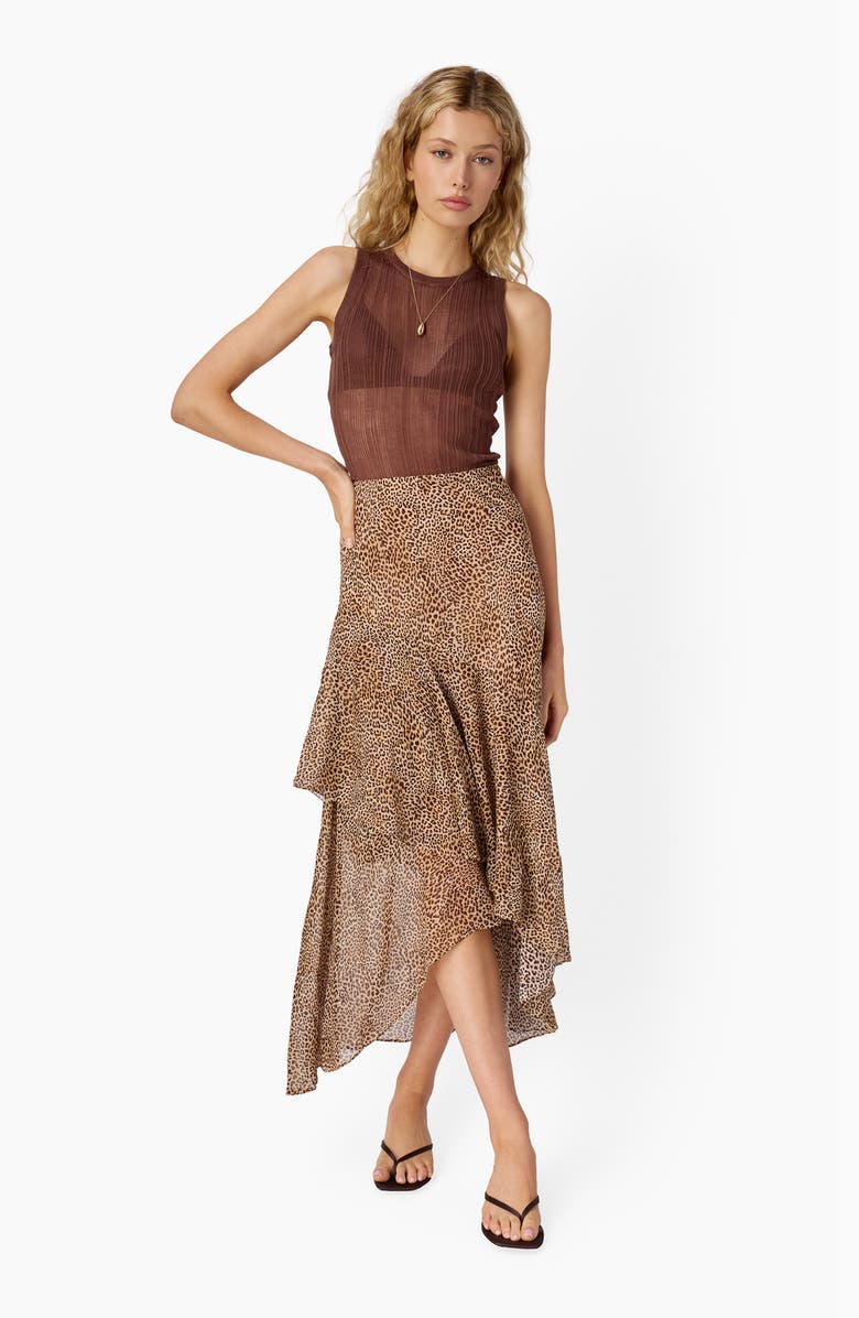 CAMI NYC Yazmeena Asymmetric Ruffle Chiffon Skirt, Alternate, color, Leopard