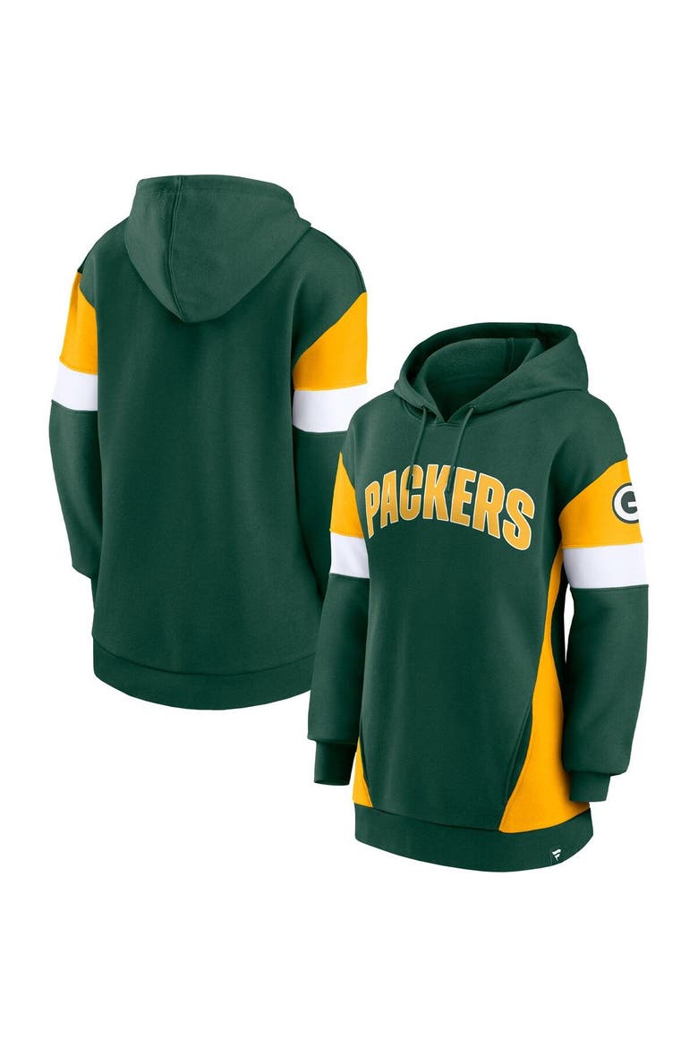Women's Fanatics Branded Green/Gold Green Bay Packers Lock It Down Pullover Hoodie, Main, color, Green
