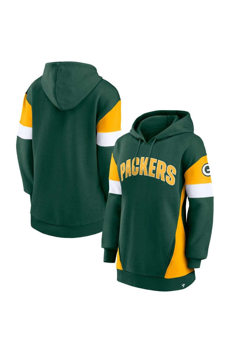 FANATICS Women's Fanatics Branded Green/Gold Green Bay Packers Lock It Down Pullover Hoodie, Main, color, 