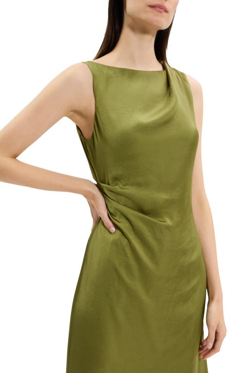 Theory Ruched Sleeveless Midi Dress In Green