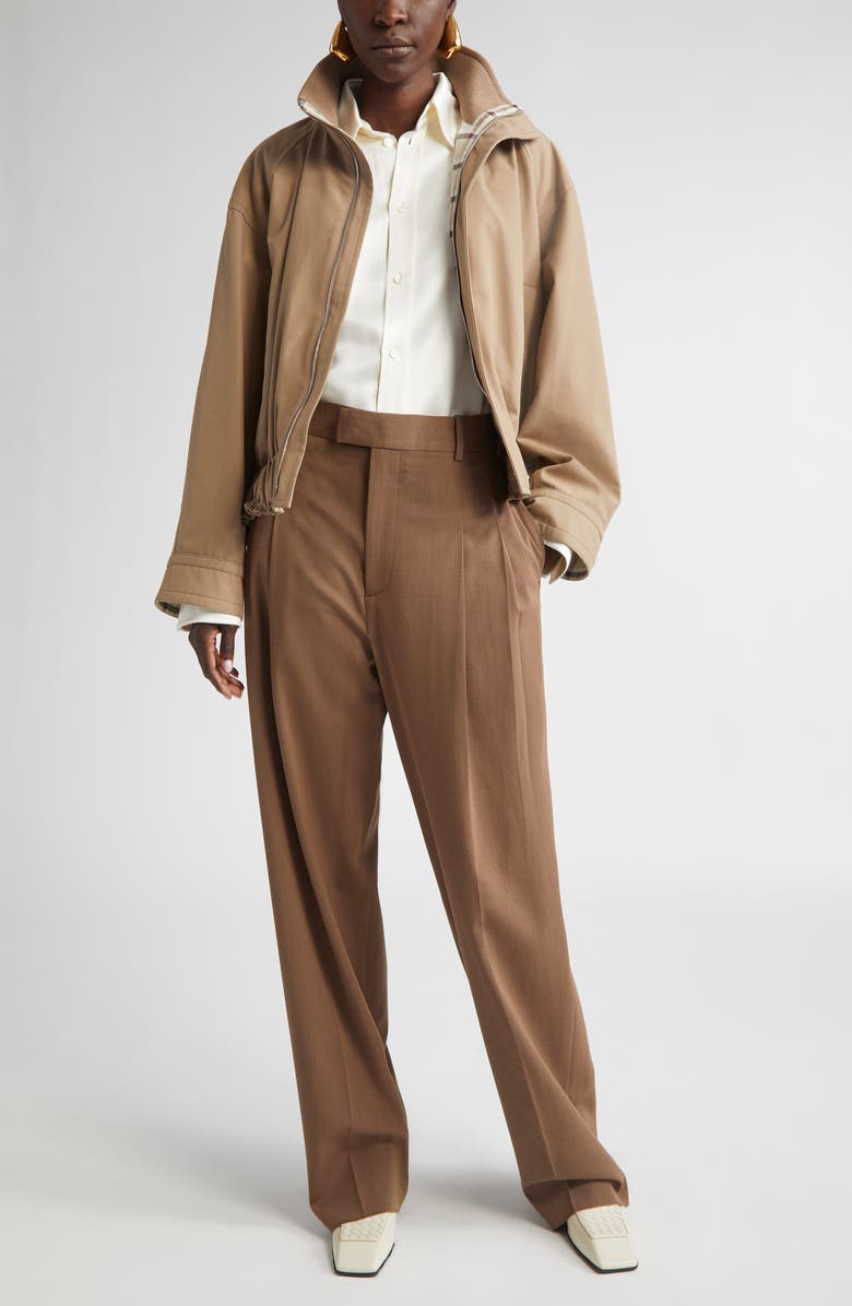 Bottega Veneta Mélange Wool Blend Stretch Tricotine Pants, Alternate, color, 2026 Ebony/ Light Jute Mel