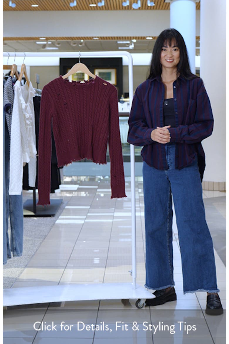 Split Back Cable Stitch Crewneck Sweater video