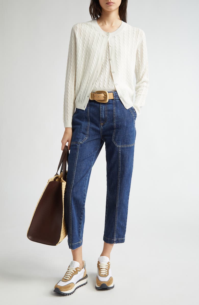 Eleventy Cable Knit Sleeveless Sweater, Alternate, color, White