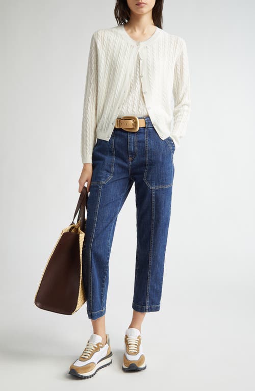 Eleventy Cable Stitch Cashmere Blend Cardigan In White