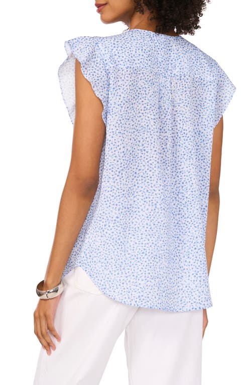 Shop Vince Camuto Ruffle Sleeve Top In Lake Breeze