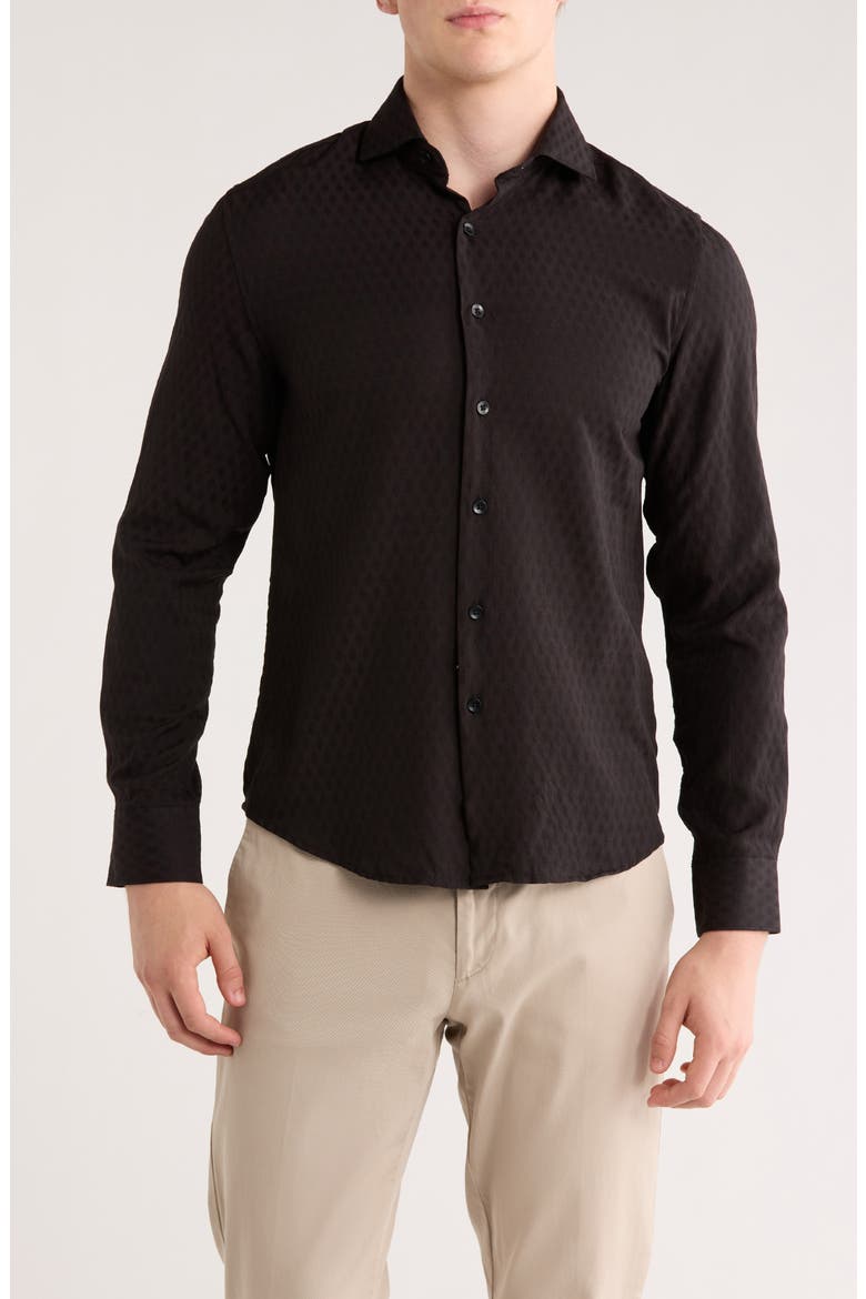 Long Sleeve Button-Up Shirt, Main, color, BLACK