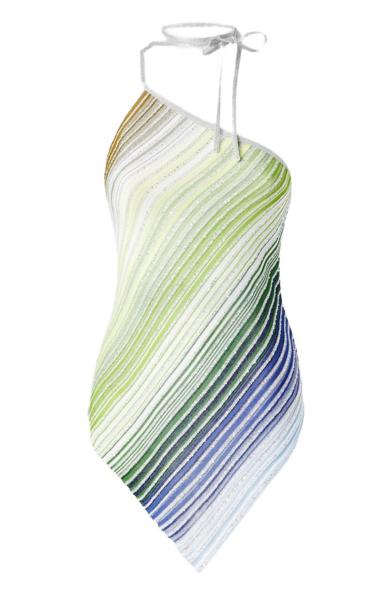 Missoni Asymmetrical One-shoulder Partial Striped Top With Sequins, Alternate, color, Multicoloured