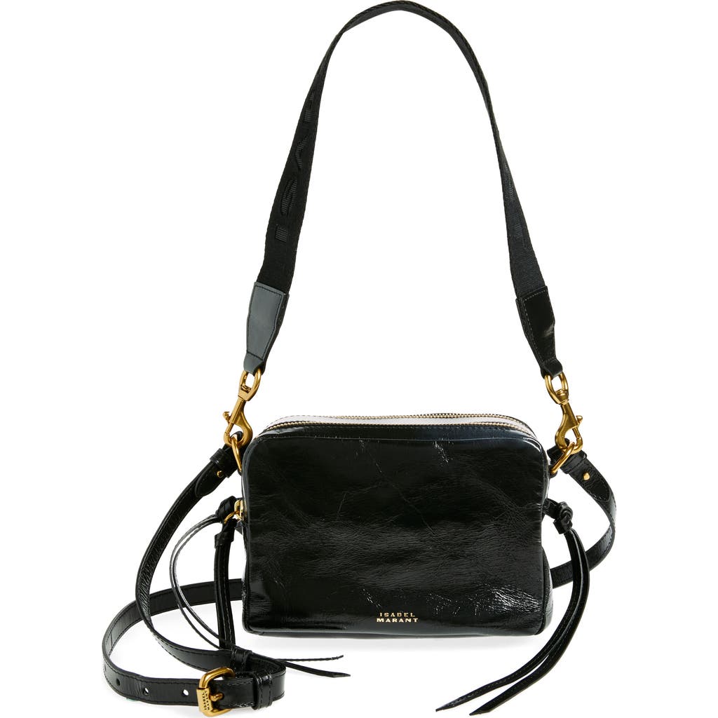 Isabel Marant Wardy Crinkle Leather Camera Bag In Black