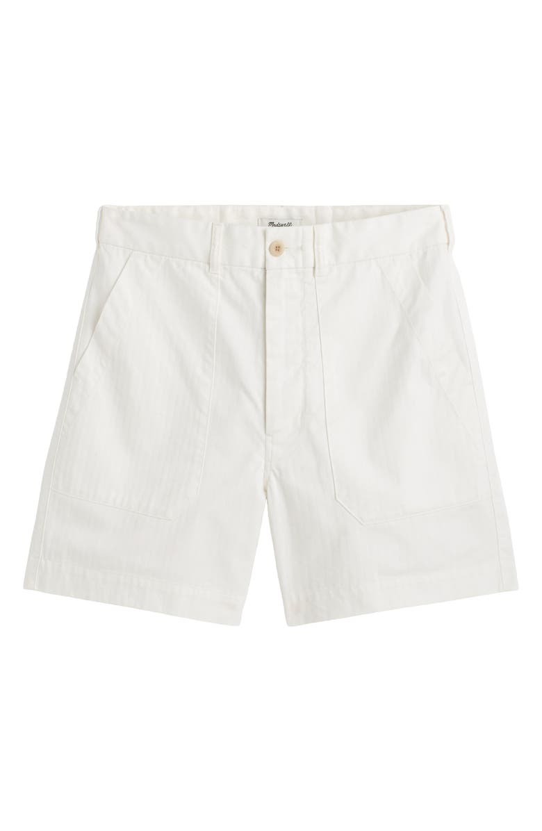 Madewell Herringbone Twill Fatigue Shorts, Alternate, color, Soft White