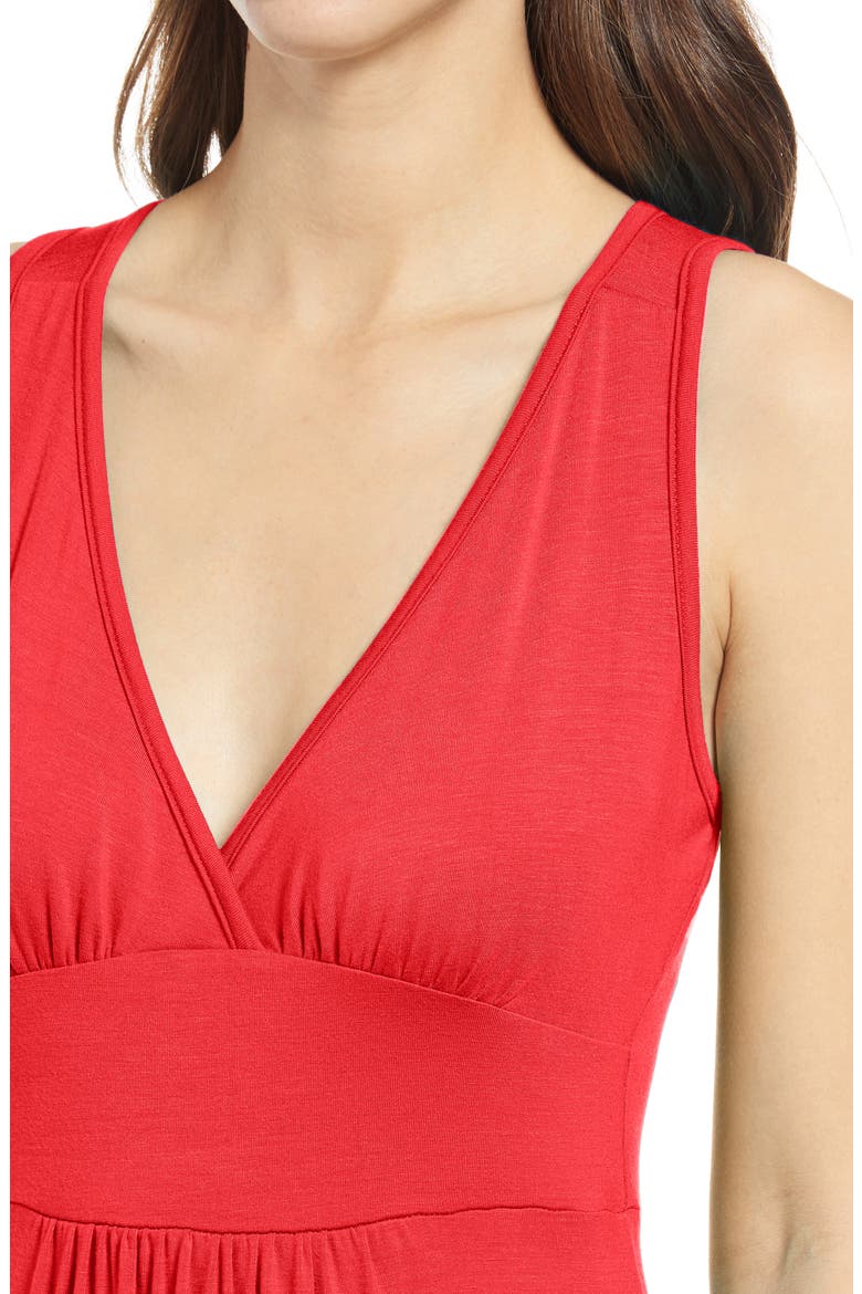V-Neck Jersey Maxi Dress, Alternate, color, RED LIPSTICK