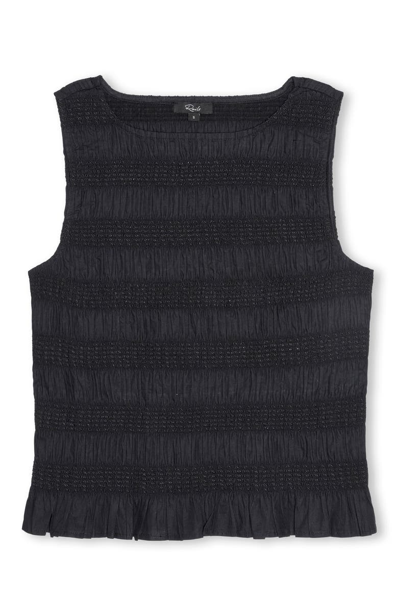 Kane Ruched & Embroidered Shell, Alternate, color, BLACK