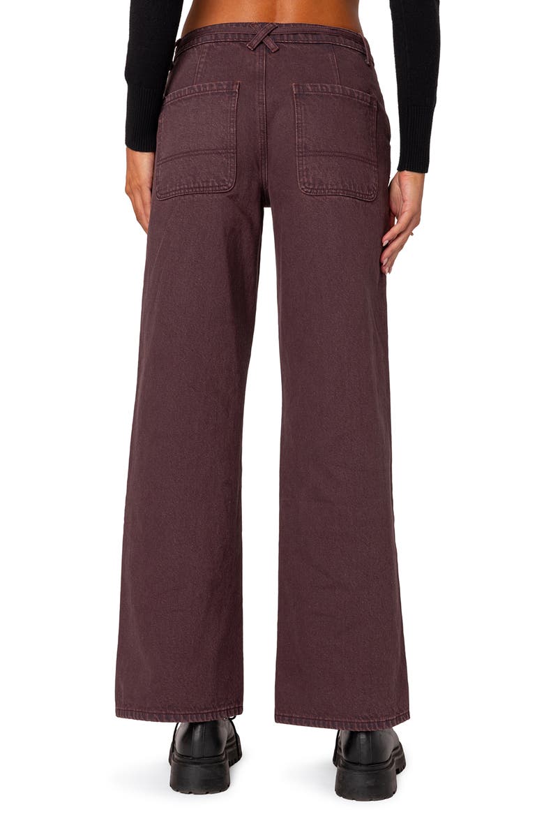 EDIKTED Fernanda Tie Belt Low Rise Wide Leg Jeans, Alternate, color, 