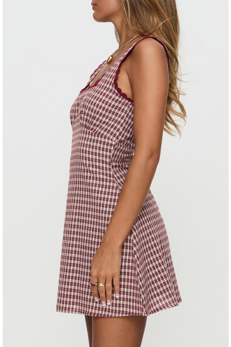 Dasha Check Cotton Fit & Flare Minidress, Alternate, color, RED CHECK