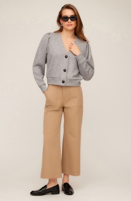 Fifteen Twenty Madeline Puff Sleeve Cardigan In Gray