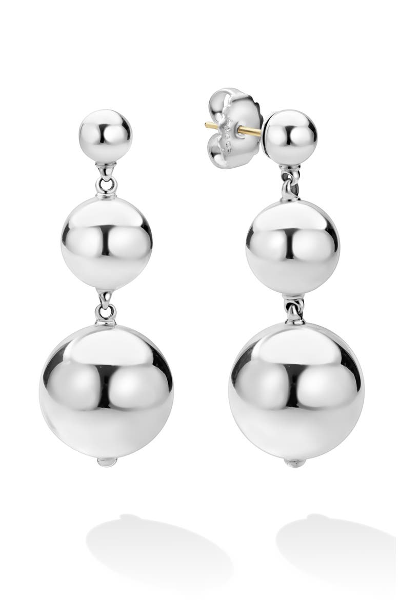 Caviar Bubbly Drop Earrings, Alternate, color, SILVER
